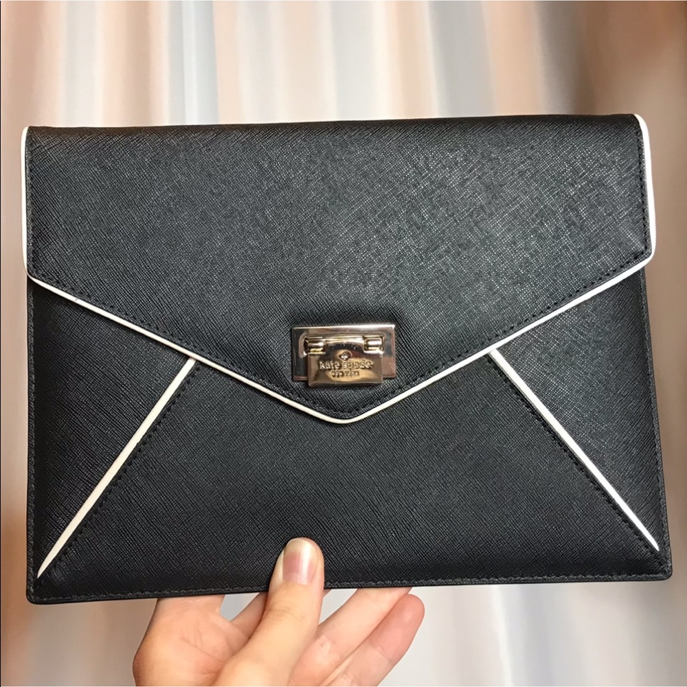 Kate Spade Black and White Envelope Clutch